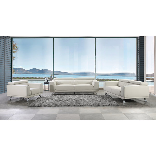 Orren Ellis Abdullatif 3 Piece Leather Match Living Room Set & Reviews